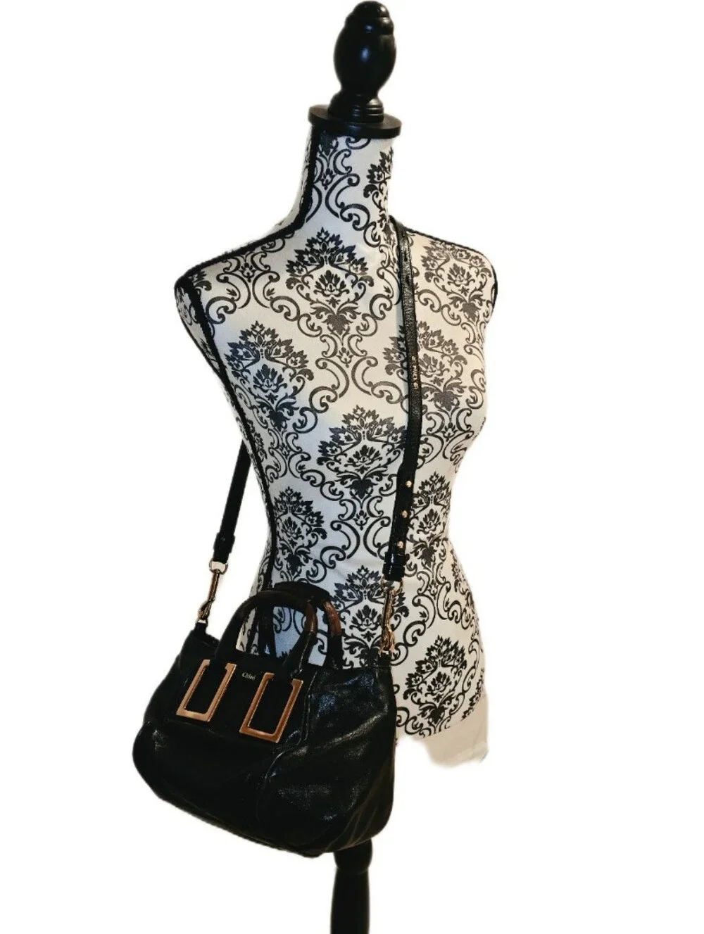 Chloe Etel 2way Mini Black Leather Satchel Crossbody Bag